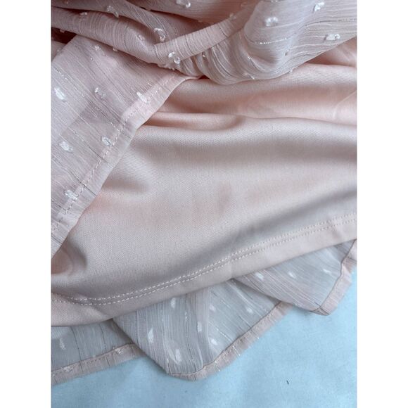 Uguest NWT Blush Pink Romantic Mini Dress sz L Barbiecore Prairie Brunch Ruffles - Picture 9 of 12